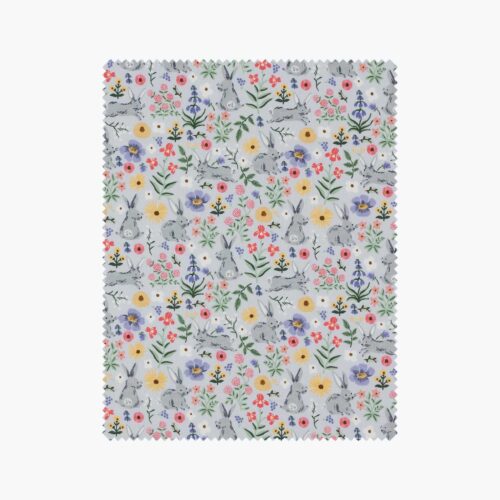 Bunny Floral Cotton Fabric - Blue