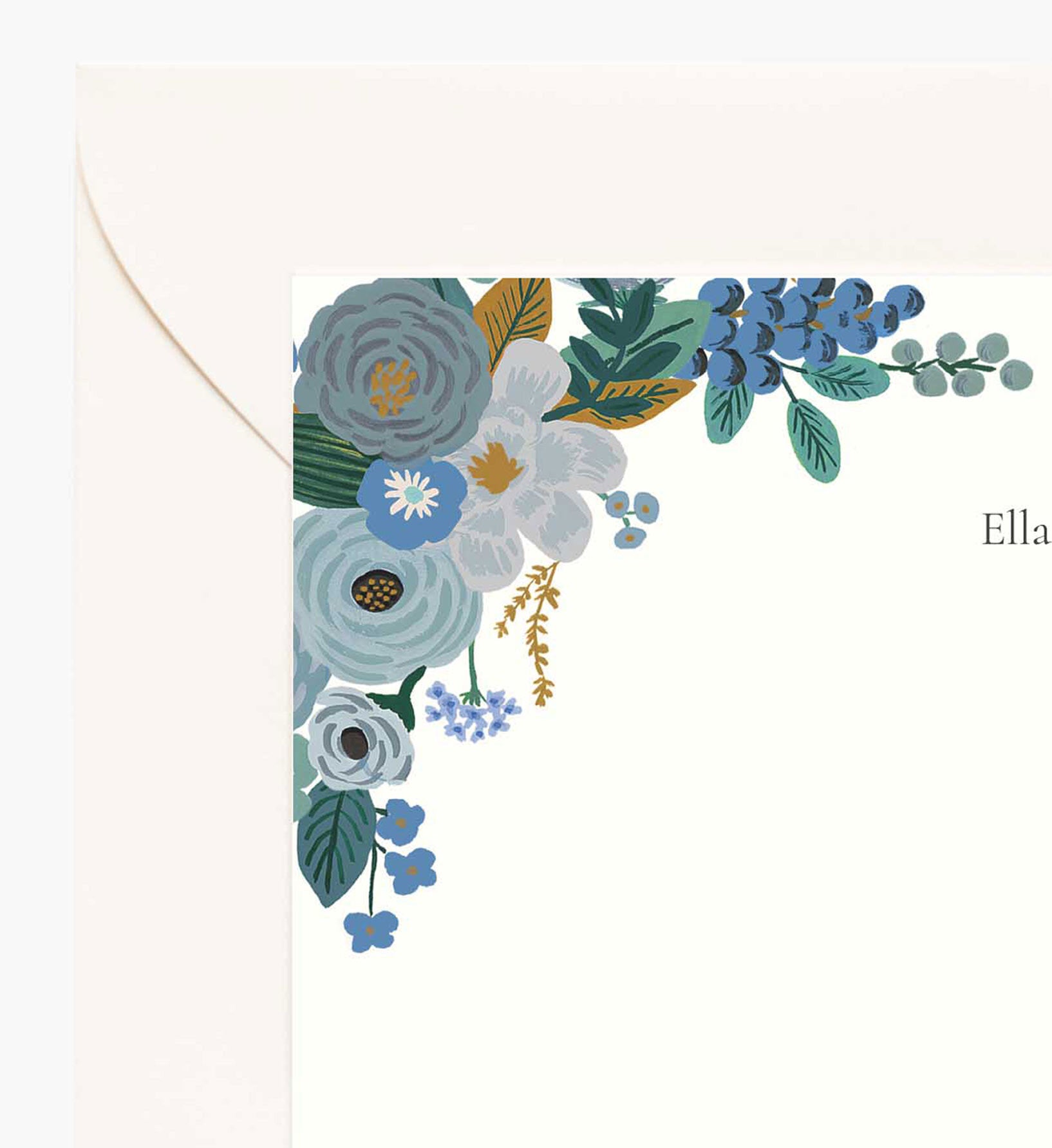 Floral Personalized Stationery - Garden Party Blue - Image 2