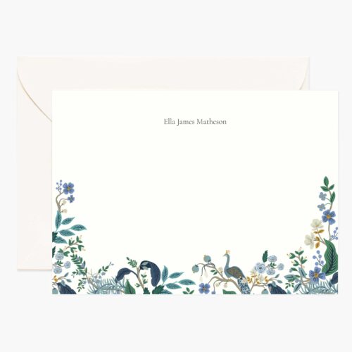 Floral Personalized Stationery  - Peacock