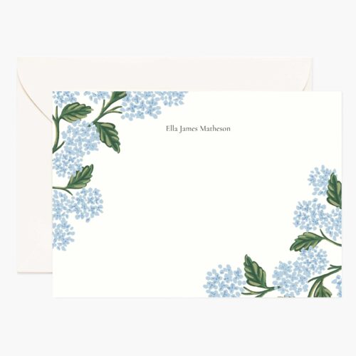 Floral Personalized Stationery  - Hydrangea Blue