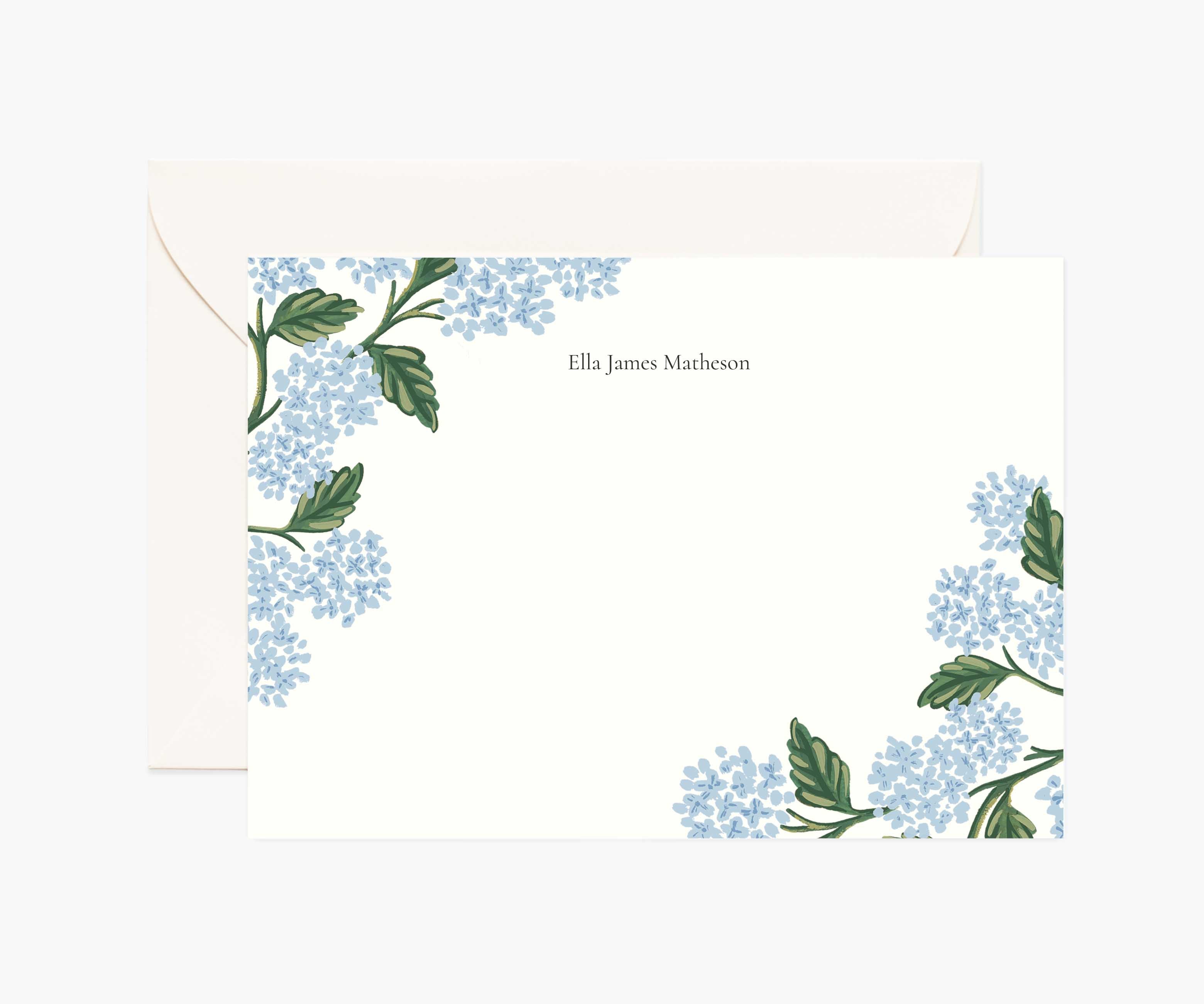 Floral Personalized Stationery - Hydrangea Blue