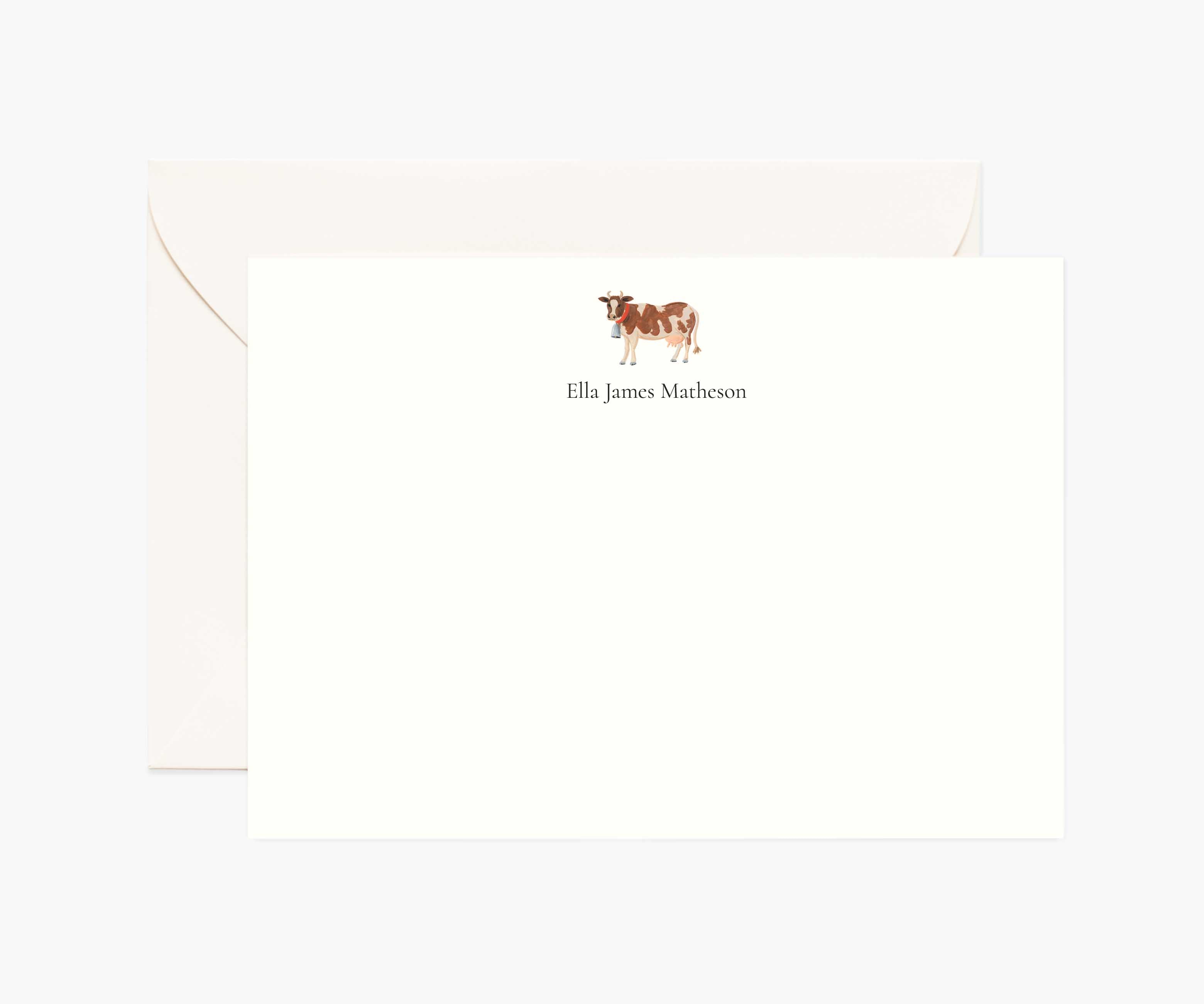 Animals Personalized Stationery - Cow