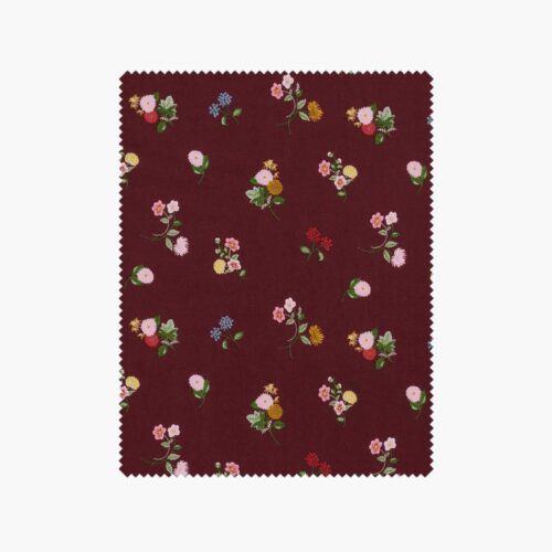 Ditsy Dahlia Rayon Fabric - Burgundy