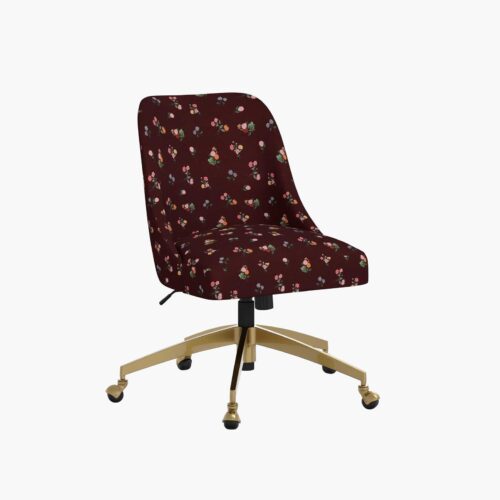 Oxford Desk Chair - Ditsy Dahlia Burgundy