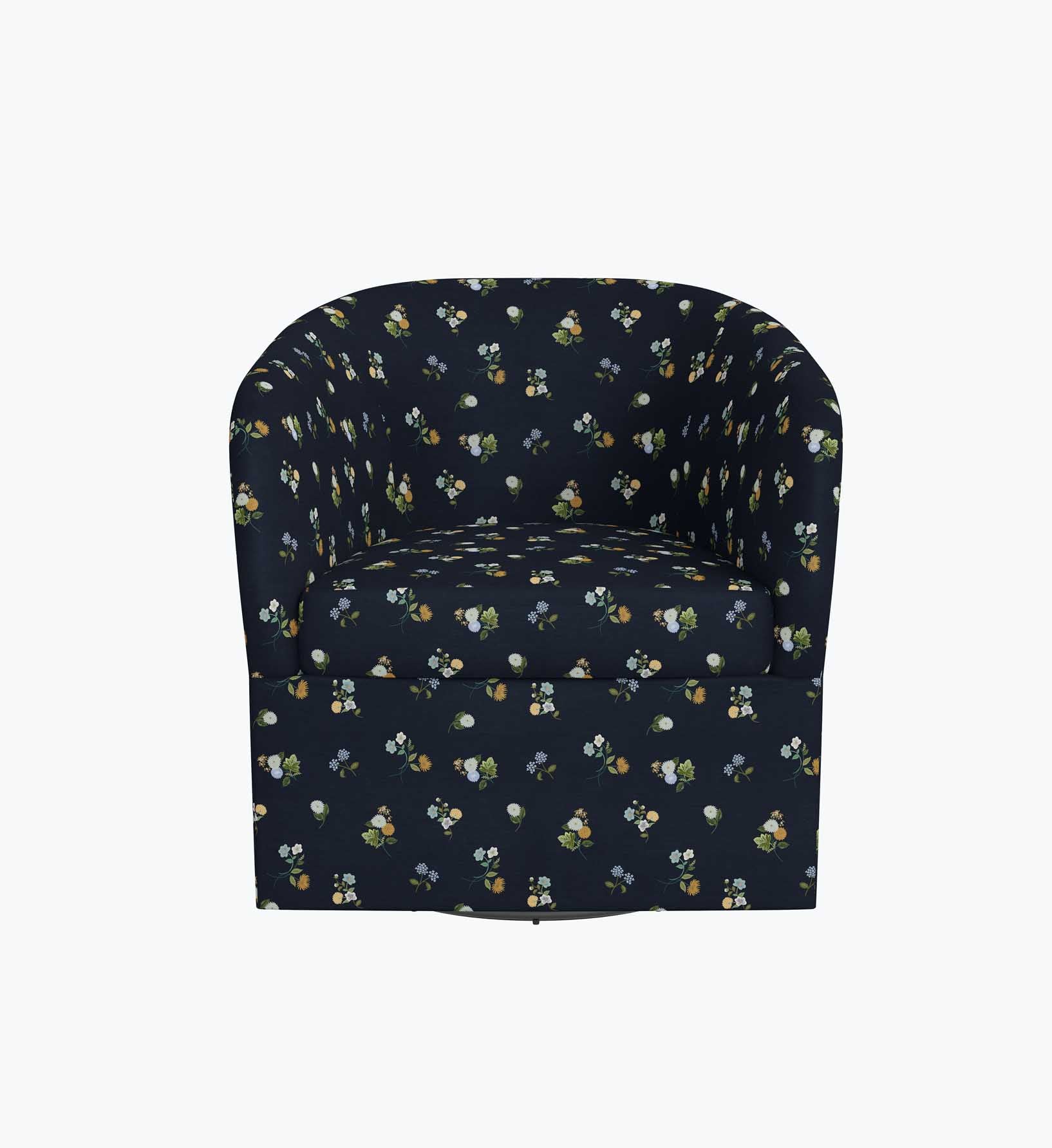 Pembroke Swivel Chair - Ditsy Dahlia Navy - Image 3
