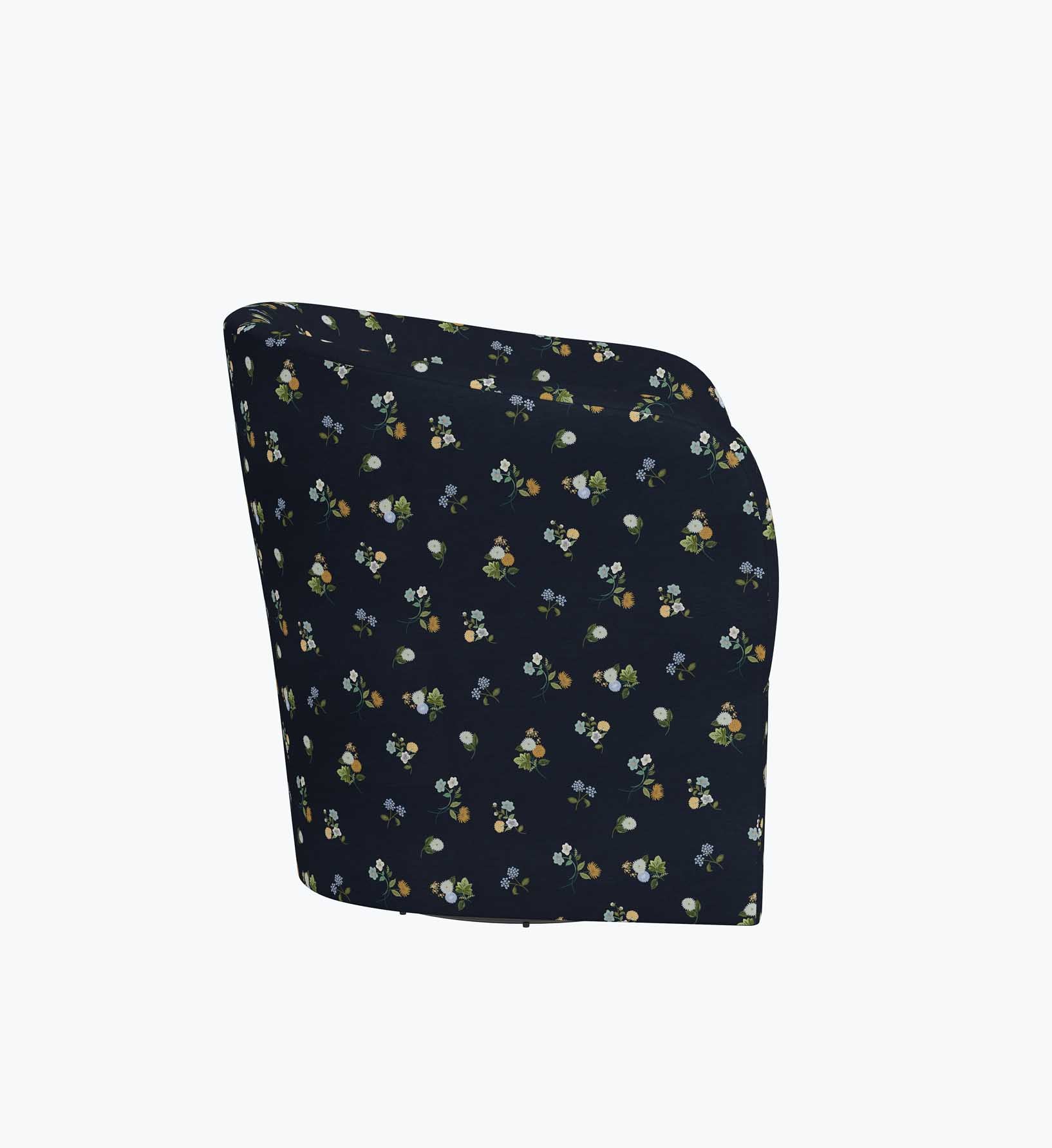Pembroke Swivel Chair - Ditsy Dahlia Navy - Image 4