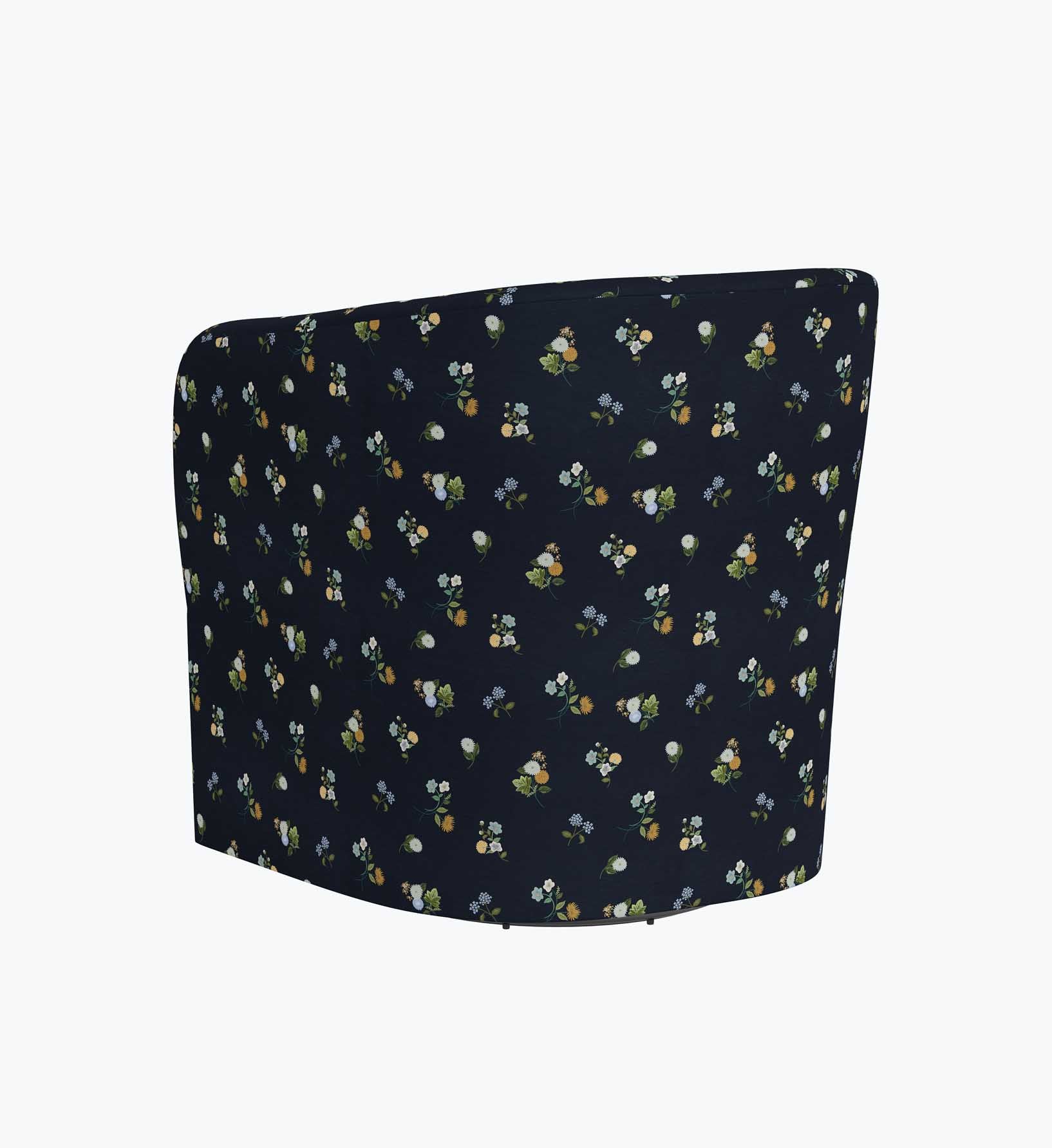 Pembroke Swivel Chair - Ditsy Dahlia Navy - Image 5