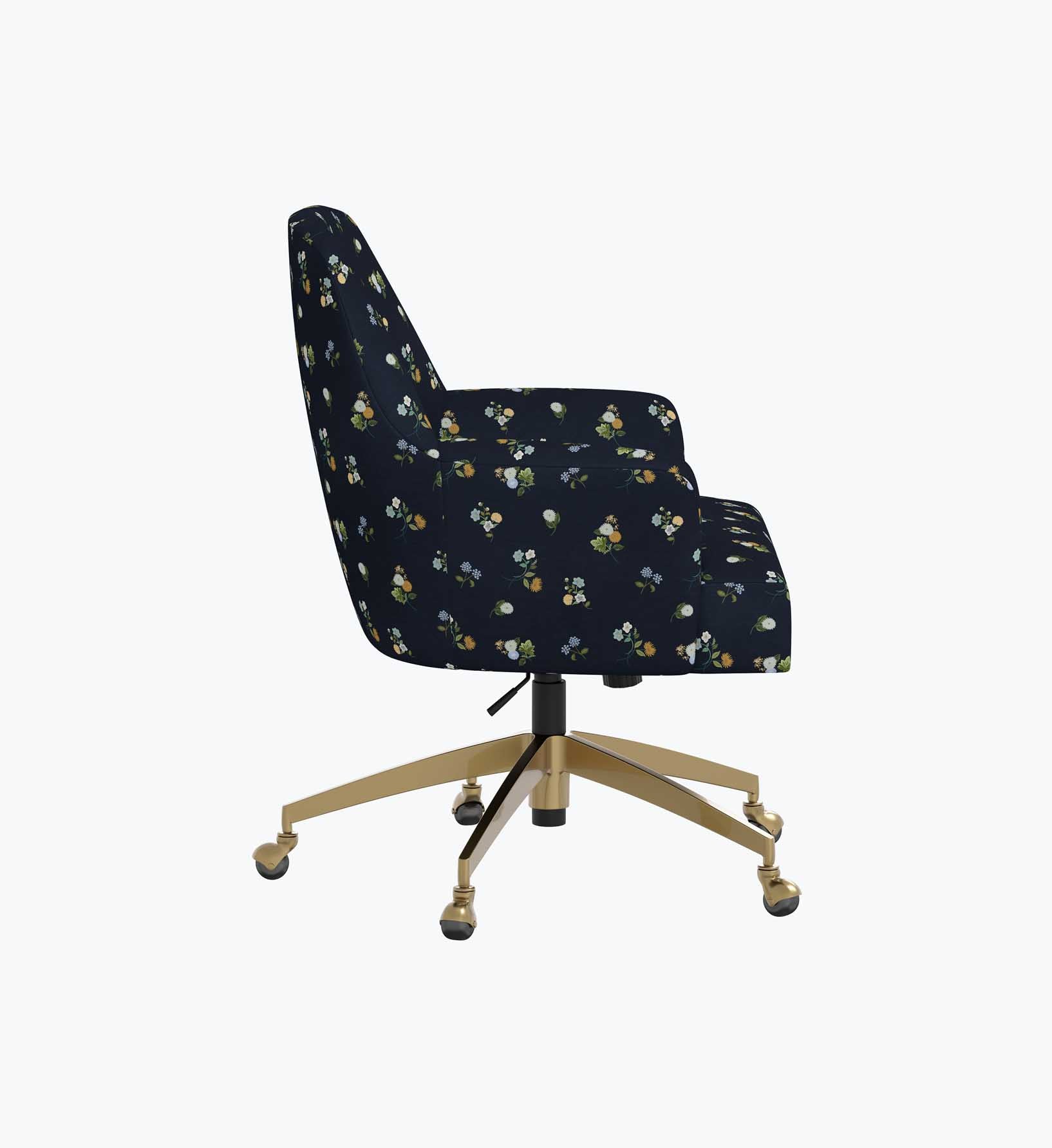 Cambridge Desk Chair - Ditsy Dahlia Navy - Image 4