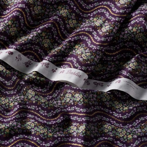Alternative view of Wildwood Vines Cotton Metallic Fabric - Aubergine