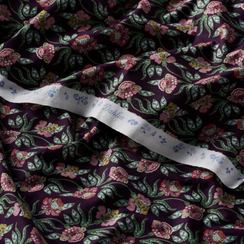 Alternative view of Posy Cotton Fabric - Aubergine