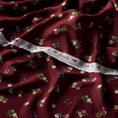 Alternative view of Ditsy Dahlia Rayon Fabric - Burgundy