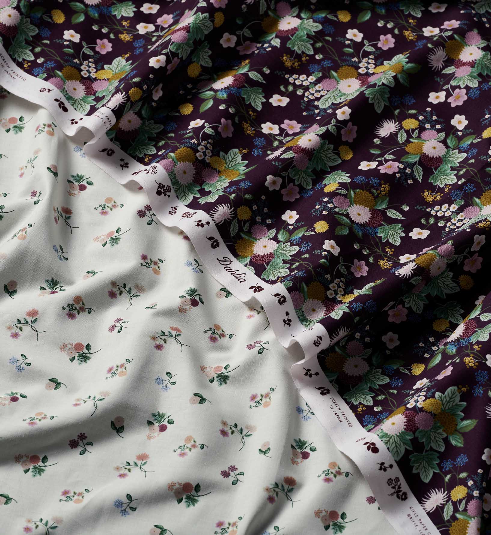 Dahlia Cotton Fabric - Aubergine - Image 2