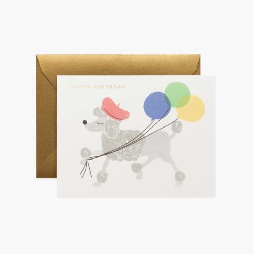 French Poodle Birthday Card - Single Card