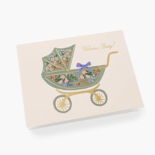 Alternative view of Floral Pram Baby Card - Single Card