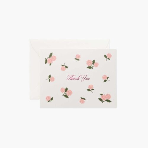 Pink Hydrangea Thank You Card - Single Card