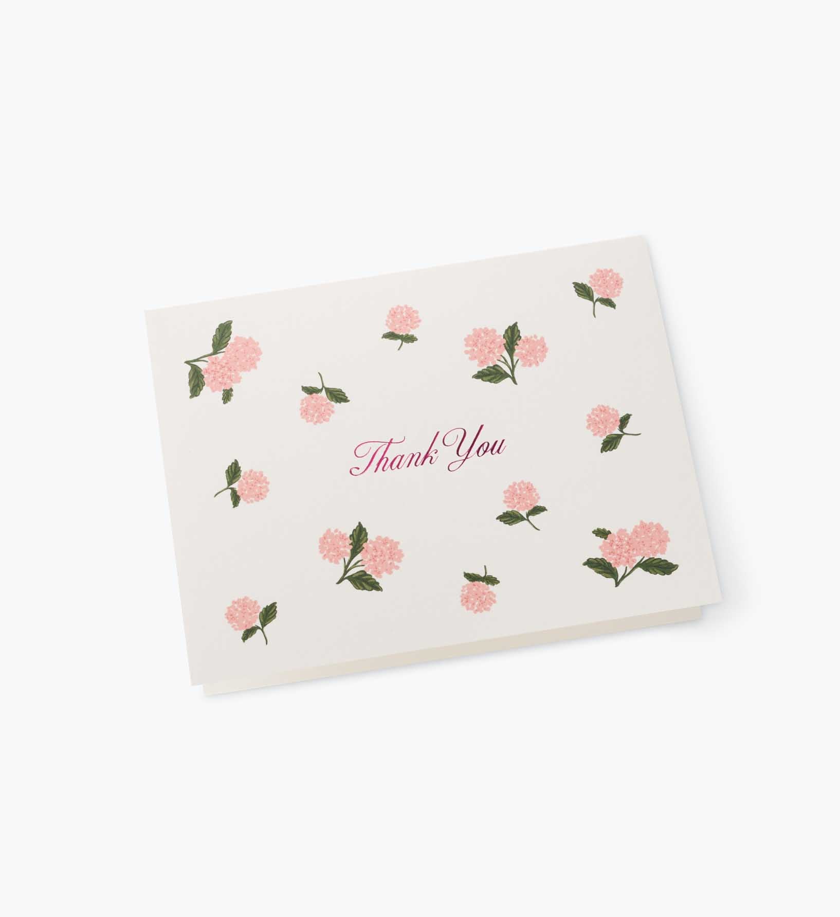 Pink Hydrangea Thank You Card - Single Card - Image 2