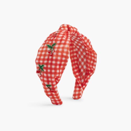 Knotted Headband - Gingham Cherries