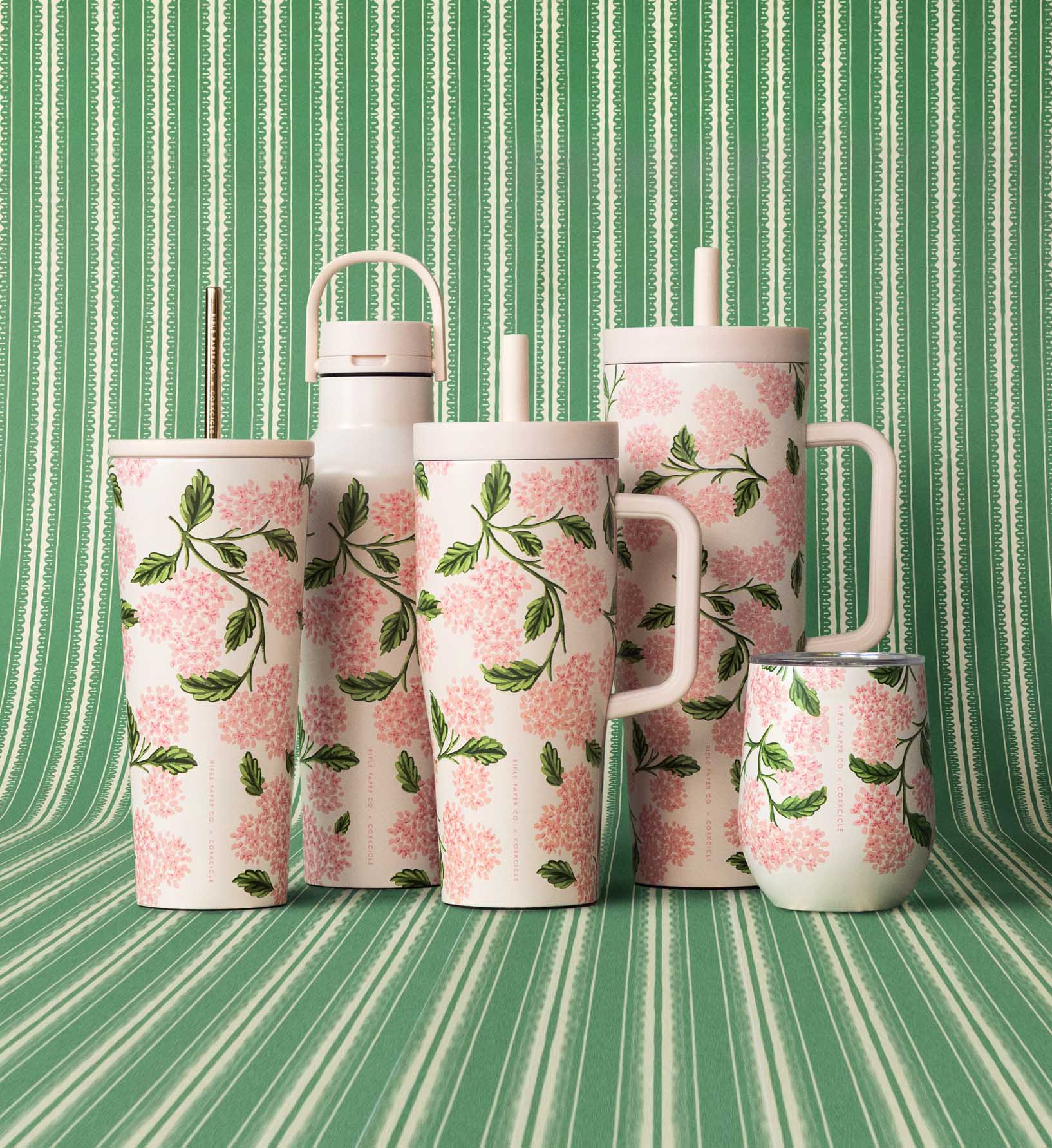 Stemless Wine Cup - Pink Hydrangea - Image 2