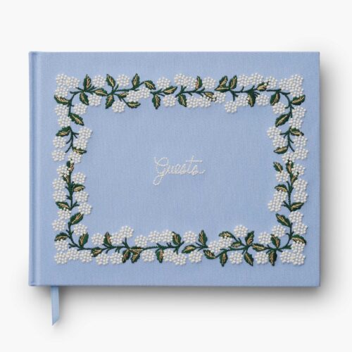 Embroidered Guest Book - Hydrangea