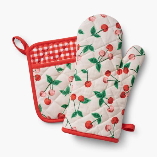 Oven Mitt and Pot Holder Set - Cherries
