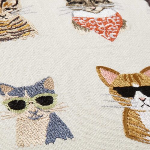 Alternative view of Cool Cats Embroidered Pillow - Cream