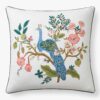 Embroidered Pillow Cover - Peacock White