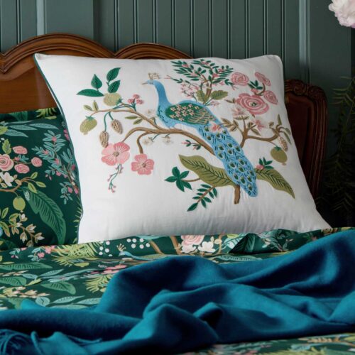 Alternative view of Embroidered Pillow Cover - Peacock White