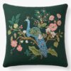 Embroidered Pillow Cover - Peacock Emerald