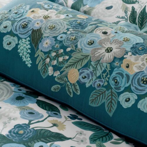 Alternative view of Embroidered Lumbar Pillow Cover - Garden Party Blue