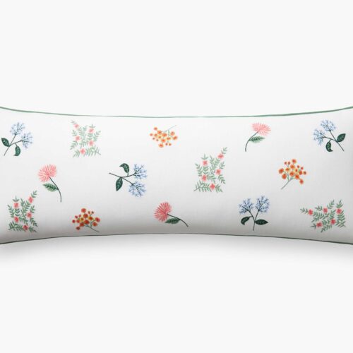 Embroidered Lumbar Pillow Cover - Dahlia