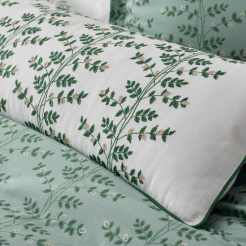 Alternative view of Embroidered Lumbar Pillow Cover - Climbing Vines White