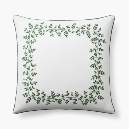 Embroidered Pillow Cover - Climbing Vines White