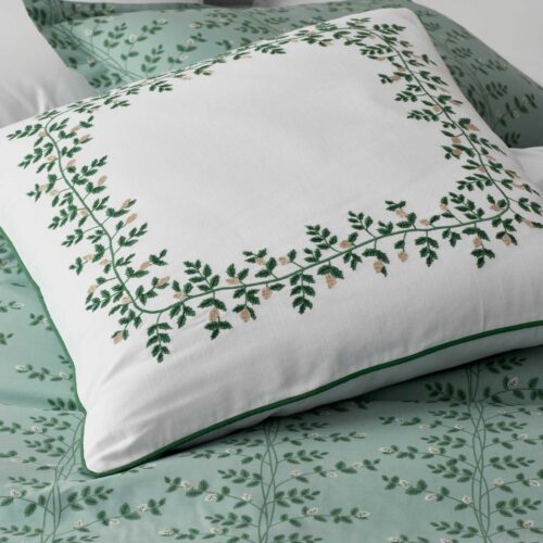 Alternative view of Embroidered Pillow Cover - Climbing Vines White