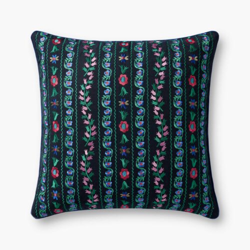 Delphine Embroidered Pillow - Navy