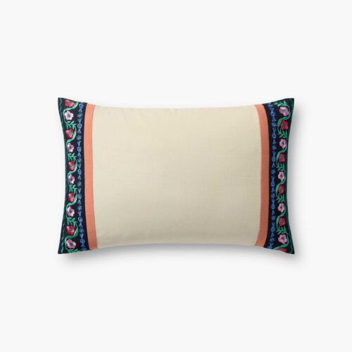 Delphine Stripe Embroidered Lumbar Pillow - Multi