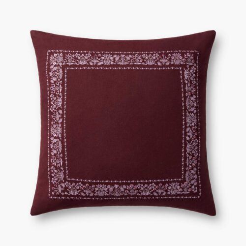 Estee Border Embroidered Pillow - Mulberry