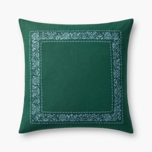 Estee Border Embroidered Pillow - Hunter
