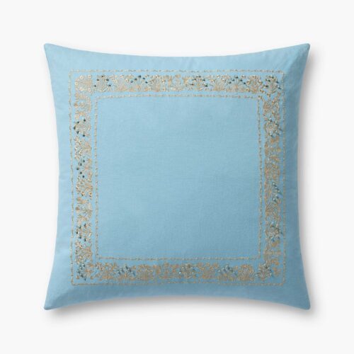Estee Border Embroidered Pillow - Blue
