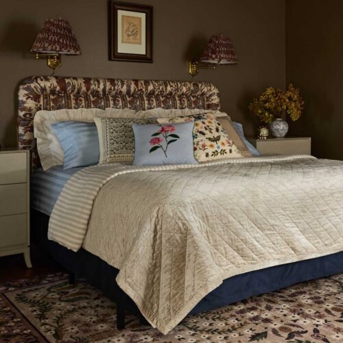 Alternative view of Garden Rose Embroidered Pillow - Blue
