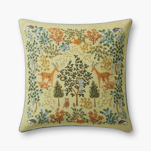 Woodland Forest Embroidered Pillow - Pistachio