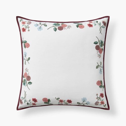 Embroidered Pillow Cover - Dahlia Ivory