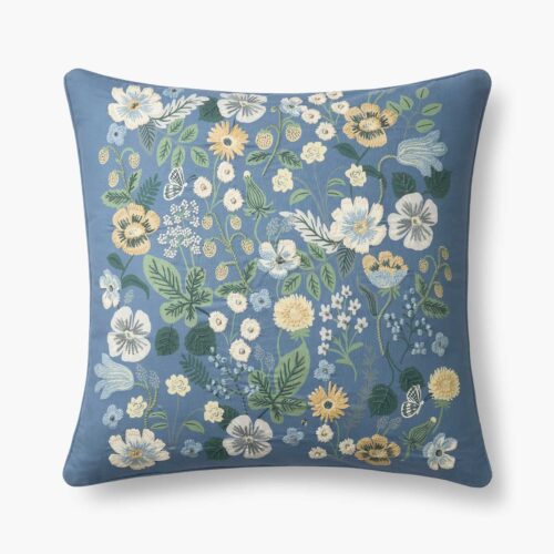 Embroidered Pillow Cover - Strawberry Fields Green