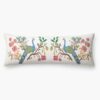 Embroidered Lumbar Pillow Cover - Peacock Ivory
