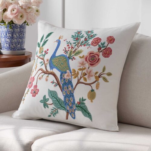Alternative view of Embroidered Pillow Cover - Peacock Ivory