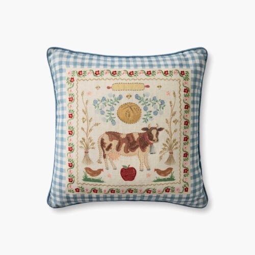 Country Home Embroidered Pillow - Multi