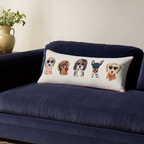 Alternative view of Hot Dogs Embroidered Lumbar Pillow - White
