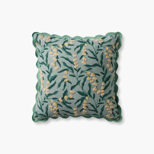 Lily of the Valley Embroidered Pillow - Light Green