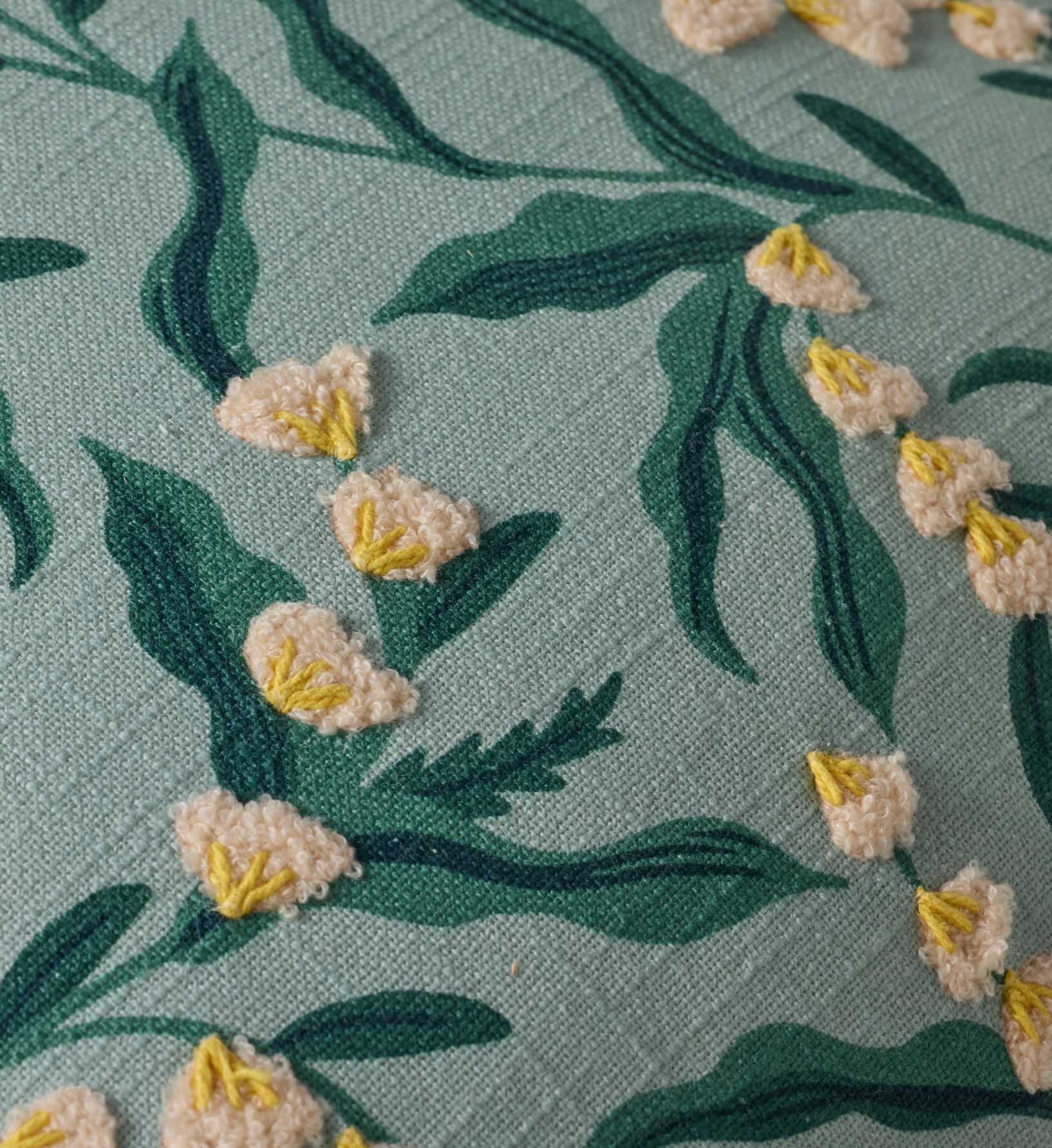 Lily of the Valley Embroidered Pillow - Light Green - Image 2