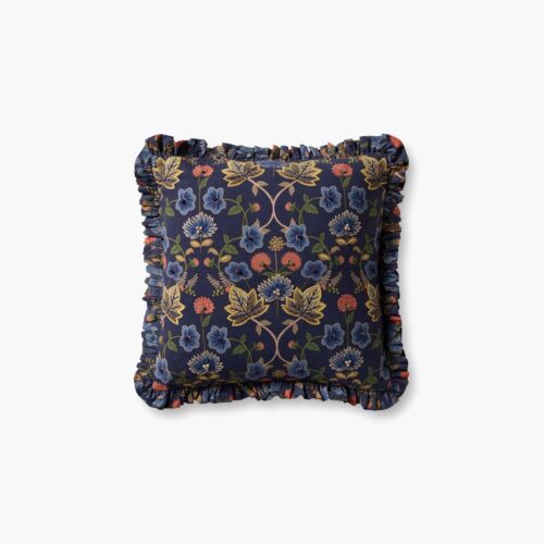 Maple Embroidered Pillow - Blue