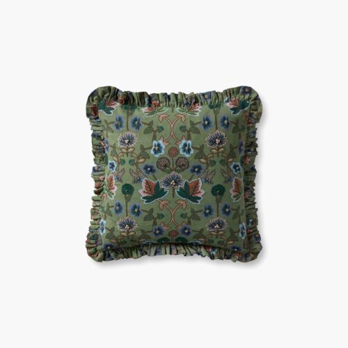 Maple Embroidered Pillow - Green